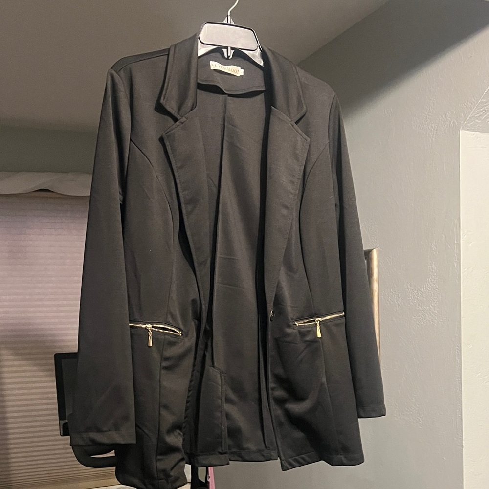 Black Blazer with Gold Accents